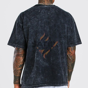 T-shirt personnalisé vintage pour homme, grande taille, surdimensionné, délavé à l'acide, 100% coton, couleur unie, poids lourd, design Ringers, manches courtes - Product Image 2