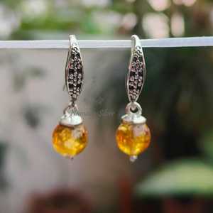 Pendientes de Citrino en Plata de Ley, Estilo Bohemio, Regalo para Bodas y Fiestas, Piedra Natural - Product Image 2