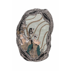 พรมขนสัตว์ผสมวิสโคสสีฟ้าคอนเฟตติ ขนาด 9x12 ฟุต ทอมือ รูปทรงสี่เหลี่ยมผืนผ้า สำหรับห้องนั่งเล่น ทางเข้าบ้าน โถงทางเดิน ดีไซน์แปลกใหม่ - Product Image 1