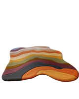 Tapis tufté à la main en laine et coton, à poils coupés, motif abstrait ondulé, écologique, de luxe, personnalisé, adapté aux animaux domestiques, résistant aux taches, avec envers en latex