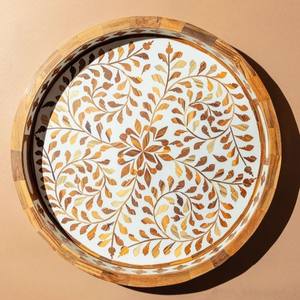 Ustensiles de cuisine en métal de forme ovale meilleure vente plateau de table décor à la maison imprimé décalcomanie plateau en résine fini - Product Image 2