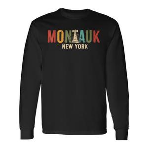 T-shirt a maniche lunghe Montauk New York dal design vintage - Product Image 1