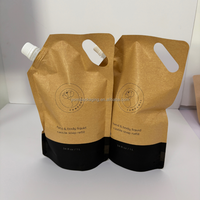 Recharge marron biodégradable écologique recyclé imprimé sur mesure en stock Stand up Spout Pouch 100Ml 200Ml 500Ml