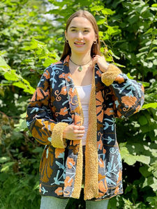 Fabricant OEM Veste brodée doublée Sherpa bohème pour femmes Manteau Boho d'hiver chaud avec motif floral coloré Artisan - Product Image 4