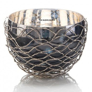 Use Decorative Nuts <b>Bowl</b> with Horn Handle Metal Shiny Polished Hammered Point Round Shape Gift <b>Bowl</b> - Product Image 3