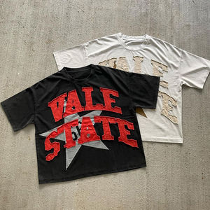 Camiseta de gran tamaño lavada desgastada vintage personalizable OEM 100% algodón con serigrafía impresa con logotipo personalizado - Product Image 1