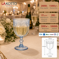LAKOTTO Verre à pied en verre pulvérisé avec bordure perlée 350 ml pour service de table hôtelier, verrerie en gros, fabricant de designs OEM