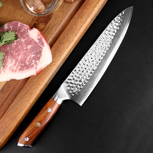 Cuchillos de cocinero de acero de Damasco japoneses profesionales de fábrica de cubiertos OEM ODM personalizados al por mayor para cocina hoja afilada fija - Product Image 5