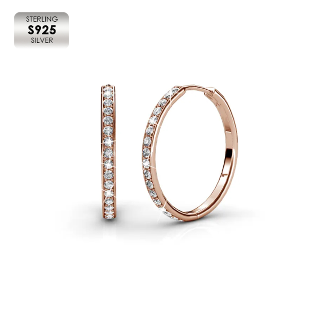 S925 With 18k Rose Gold Plated Simple Hoop Earrings