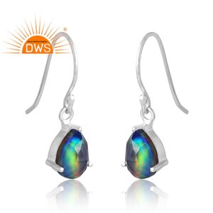 Latest Selling 925 Sterling Silver Natural Aurora Opal Red <b>Green</b> Gemstone Earring Custom Jewelry Manufacturer - Product Image 3