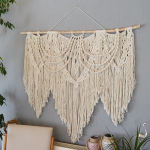 Tapiz de pared de macramé bohemio extra grande, cuerda de algodón blanco cremoso, venta al por mayor, productos de decoración del hogar para el mercado - Product Image 1