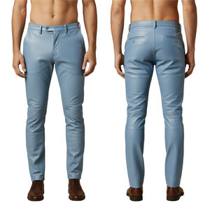 Pantalon en cuir premium pour homme, léger, finition douce, coupe slim, haute durabilité, respirant, écologique, tendance - Product Image 6