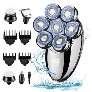 Rasoir Électrique Rechargeable pour Homme 5-en-1 Rotatif, Utilisation Humide/Sèche, Tondeuse Nez, Étanche IPX7, Affichage Numérique - Product Image 3