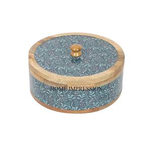 Suministro directo de fábrica Aspecto llamativo Diseñador único Esmalte Acabado Forma redonda Chapati Caja contenedora de almacenamiento de la India - Product Image 1