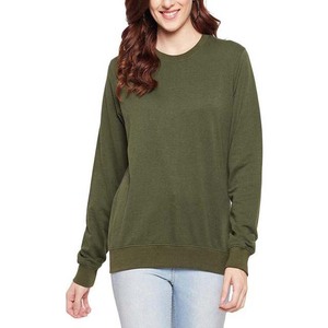 High Quality Women Sweatshirts For Casual Winter Wear Digital Printing Low Price Design Women's Sweatshirts Green Color <b>Crewneck</b> - Product Image 2