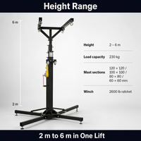 Support de projecteur de scène robuste à manivelle, tour de levage réglable en hauteur avec treuil et barre en T pour DJ, discothèque, événement, système audio, structure de scène