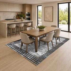 Tapis de salon LXDP-0807 gris argenté traditionnel oriental imprimé numériquement, lavable en machine, en chenille, antidérapant, vente en gros - Product Image 4
