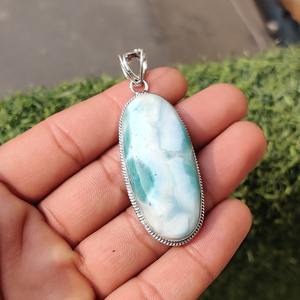 Boho Style 925 Sterling Silver Larimar Gemstone Pendentif Bijoux Fait Main Pendentif En Argent Bijoux Pour Femmes Cadeau De Mariage Pour Elle - Product Image 2