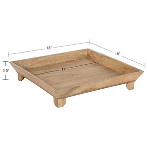 Plateau de service carré en bois de manguier durable Offre Spéciale pieds en bois de piédestal élégant pour décor de table service d'affichage de fruits - Product Image 3