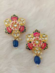 ต่างหูหมุดทองเหลืองพรีเมี่ยมทำด้วยมือจำนวนมากดีไซน์มุกน่ารักทันสมัยเคลือบลายดอกไม้เครื่องประดับแฟชั่นที่สามารถปรับแต่งได้ - Product Image 4