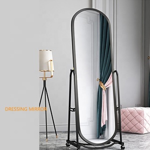 WINER M & G tam uzunlukta siyah Metal boy aynası dekoratif kullanım için hareketli tekerlekler cam malzeme ile Modern tasarım - Product Image 2