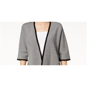 Cárdigan Pequeño para Mujer Alfani, Color Gris, con Cuello Drapeado y Decoración de Botones, Estilo Casual, Lana y Cachemira para Otoño - Product Image 2