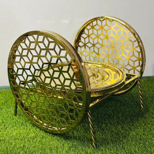 แท่นวางเค้กชั้นเดียวสุดหรูอุปกรณ์ตกแต่งโต๊ะแต่งงานชุบทอง - Product Image 1