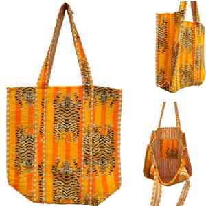 Elegant Handmade Tote Bag with Hand block Print Quilted - Product Image 3