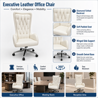 Chaise de bureau de direction de luxe à dossier haut, pivotante, avec dossier capitonné et roulettes, fournisseur d'usine