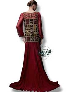 Elegante Vestido de Noche Largo con Lentejuelas Bordadas Color Durazno, Estilo Imperio, con Lazo, Vestido de Fiesta de Boda Árabe de Lujo con Cuentas para Mujer - Product Image 4