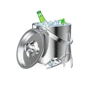 Wholesaler Supplier Stainless Steel Ice Bucket With Tongs Inside Lid Chilling Beer Champagne Wine Bottle with Handle