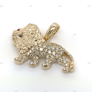 Colgante Minimalista de León con Moissanita, Chapado en Oro y Plata, Estilo Iced Out, para Uso Diario, Amantes de los Animales, Colgante de Diamantes, Joyería Personalizada - Product Image 2