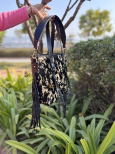 Nouveauté : Sac fourre-tout en cuir de vachette véritable pour femme, avec franges faites à la main et bandoulière, style western, pour filles - Product Image 2