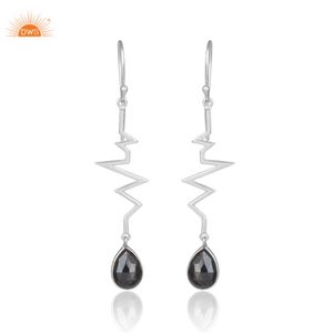 Best Selling <b>Fine</b> Sterling Silver Natural Hematite Gemstone <b>Dangle</b> <b>Earring</b> For Women Custom Jewelry For Women Gift For Her - Product Image 1