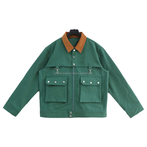 Fabricación personalizada de alta calidad Soft Shell transpirable impermeable a rayas de talla grande para hombre chaqueta de trabajo con bolsillos en contraste - Product Image 1