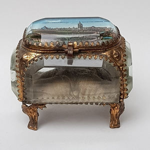 Antique Brass Finished Custom Size Brass Frame Beveled Glass Storage Jewelry <b>Trinket</b> Makeup Accessories Keepsake Storage <b>Box</b> - Product Image 1