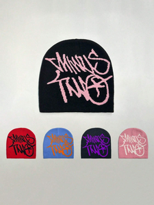 Mejor Precio Bajo MOQ Logotipo personalizado Jacquard Beanie Fabricantes All Over Print Beanie Fold Cuffless Winter Skull Knitted Hat, - Product Image 6