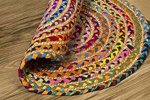 Alfombras de algodón de yute rectangulares trenzadas tradicionales naturales con estilo de moda rústico decorativo multicolor multiusos respetuoso con el medio ambiente - Product Image 5