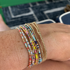 Pulsera de cuentas de acero inoxidable para hombre y mujer, brazalete clásico de 2mm, chapado en oro de 18K, resistente al agua, joyería - Product Image 2