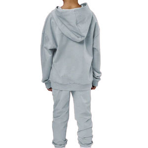 Nueva tendencia con capucha de talla grande para niños, chándales 100% de algodón con forro polar, ropa deportiva de invierno sólida lisa - Product Image 2