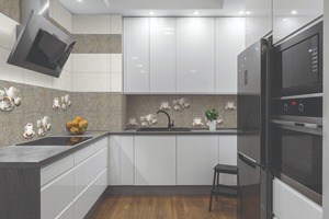 Orientbell Céramique 300X450 SBG Dyna Grey Lt Glossy Finish Carrelage pour Salle de Bain Cuisine Dosseret Toilette Mur Sol Carrelage - Product Image 2