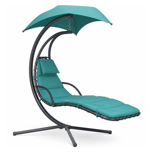 Chaise longue suspendue moderne pour patio extérieur avec auvent, structure en acier inoxydable, siège rembourré pour jardin, cour et hôtel - Product Image 2