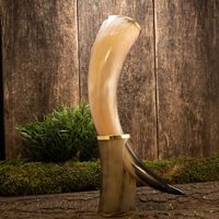 Corne de buffle polie de qualité supérieure, sculptée style animalier, artisanat naturel pour mariage, fête, vin et eau