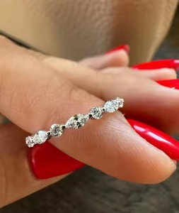 Marquis & round Lab Grown Diamond Ring total 2CT CVD Diamond Bague de fiançailles Alliance 14k Yellow Gold Bridle Ring pour femme - Product Image 1