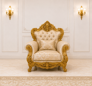 Custom-made Traditional Castle-Style Luxury Teak Wood <b>Living</b> <b>Room</b> <b>Sofa</b> Set with Tufted Back Gold Carved Frame & Durable Design - Product Image 3