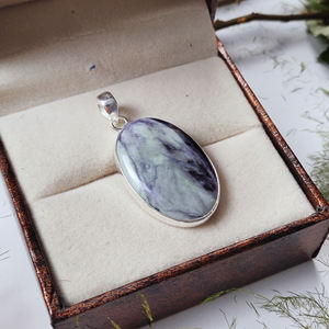 Pendentif ovale en argent 925 avec cabochon en Kammerite – Bijou fantaisie en pierre précieuse, vente en gros - Product Image 5