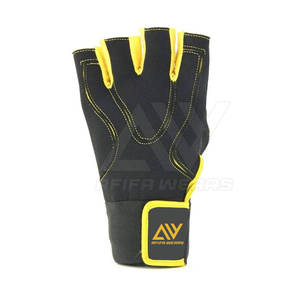 High Quality Leather <b>Fingerless</b> Sports <b>Gloves</b> for Gym Training Weight Lifting and Fitness Custom Printed Logo Workout Gear - Product Image 2