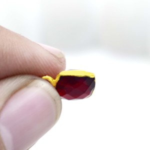 Dije de Piedra Preciosa de Granate Cuadrado de 8x8 mm, Facetado, Chapado en Oro, para Manualidades y Joyería - Product Image 2