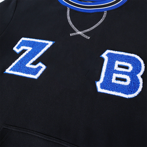 Sweat-shirt universitaire personnalisé Zeta Phi Beta Fraternity, noir et bleu, avec lettres et bordures en chenille - Product Image 3