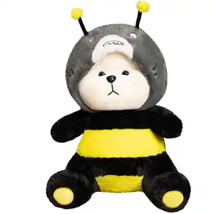 Joli ours en peluche se transformer en abeille requin jouets en peluche Animal en peluche moelleux abeille poupée oreiller pour coussin de jouet pour enfants et décor à la maison